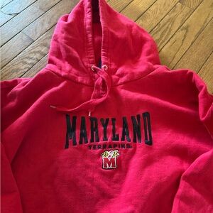 Vintage Red Maryland Embroidered Terrapins Hoodie Men’s 2XL